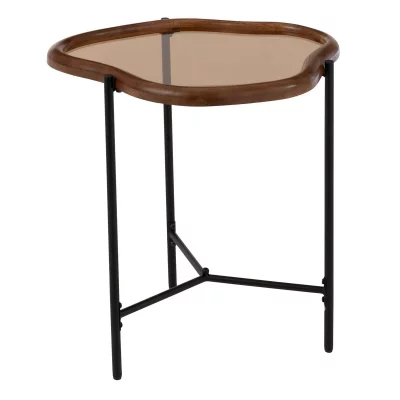 Table Basse en Verre ""Zig"" 50cm Marron