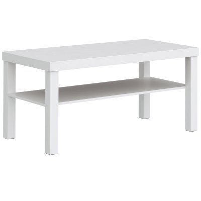 Table basse &eacute;tag&egrave;re de rangement deux niveaux bois blanc