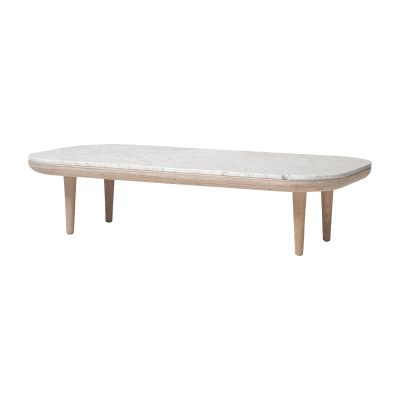 Table basse - FLY SC5 120x60 Marbre Carrara blanc/ ch&ecirc;ne huil&eacute; blanc