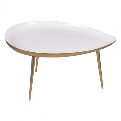Table basse goutte en acier laqu&eacute; blanc L80 cm DROP L80.8xP57xH45