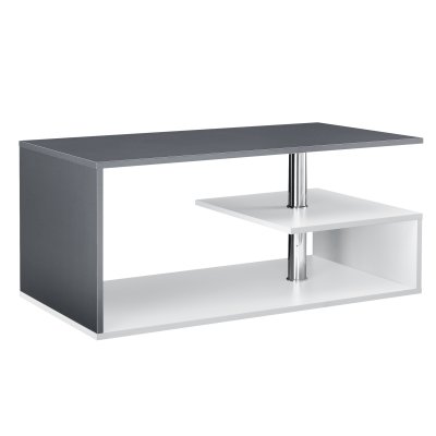 Table Basse Haarlem 90 x 50 x 41 cm Blanc Gris fonc&eacute; [en.casa]
