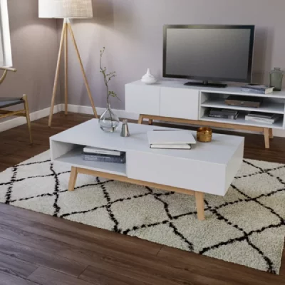 Table basse home 1 tiroir / blanc