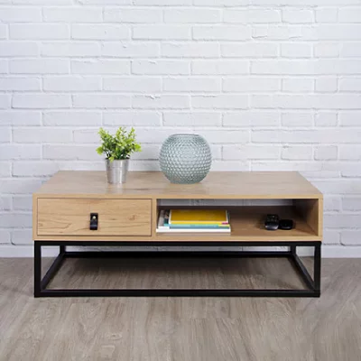 Table basse industrielle Bois et M&eacute;tal SELMA