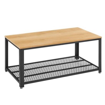 Table basse industrielle JACKY Ch&ecirc;ne clair M&eacute;dium MDF 106,2x45x60,2cm