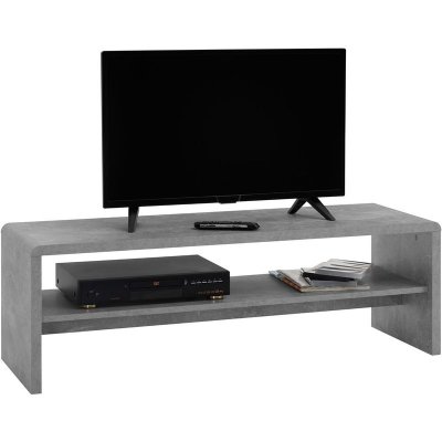 IDIMEX Table basse / Meuble TV NOELLE, en m&eacute;lamin&eacute; d&eacute;cor b&eacute;ton 