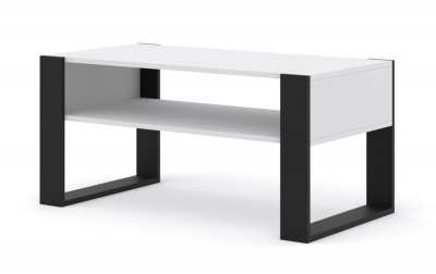 Table basse mondi 100x50 cm blanc mat / noir mat