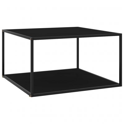 Table Basse Noir Avec Verre Noir 90x90x50 Cm Vidaxl
