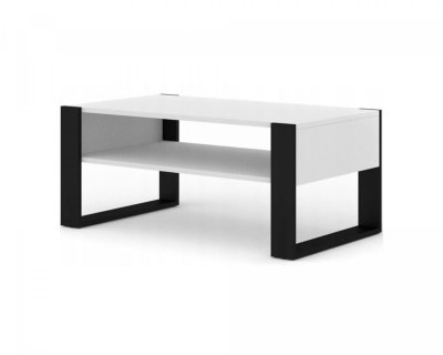 Table basse nuka en bois - blanc et noir - l 110 x p 60 x h 48 cm