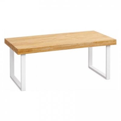 Table basse - PEGANE - Ch&ecirc;ne nordique - Pieds blancs - 120x60x43 cm