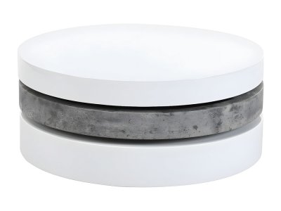 Table basse pivotante ronde JANITA - MDF - B&eacute;ton et blanc