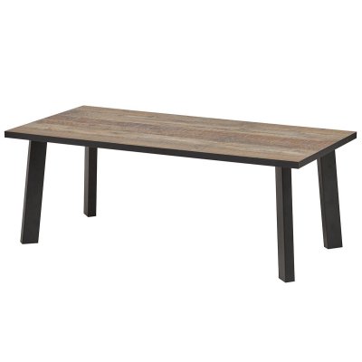 Table Basse Plateau Aspect Bois Rustique Pieds M&eacute;tal - Chiara