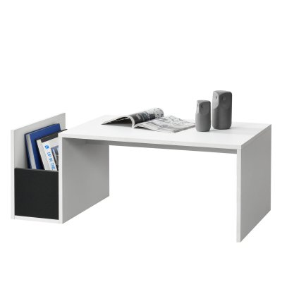 Table Basse pour Salon Bolln&auml;s 90 x 45 x 35 cm Blanc Noir [en.casa]