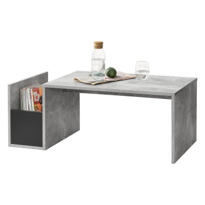 Table Basse pour Salon Bolln&auml;s 90 x 45 x 35 cm Effet B&eacute;ton Noir [en.casa]