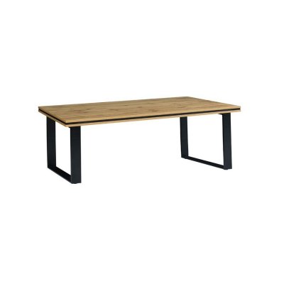 Table basse pour votre salon MALAGA. Coloris ch&ecirc;ne wotan et m&eacute;tal noir. 70 Marron