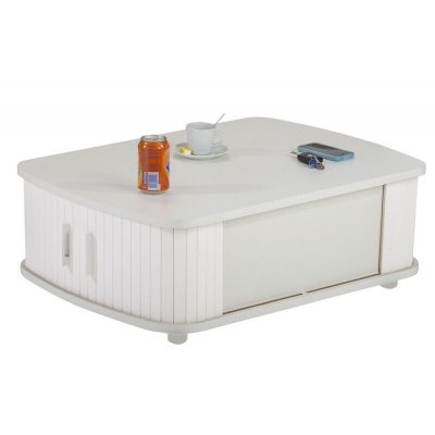 Table Basse Rectangle 80 cm Blanche - Coloris: Blanc 
