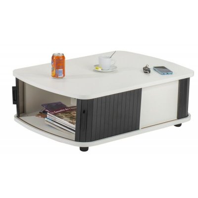 Table Basse Rectangle 80 cm Blanche - Coloris: Noir 