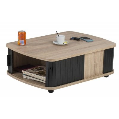 Table Basse Rectangle 80 cm Ch&ecirc;ne - Coloris: Noir 