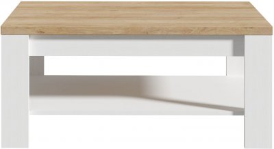 Table basse rectangulaire 100 x 60 x 45,7 cm Ch&ecirc;ne blanc/beige