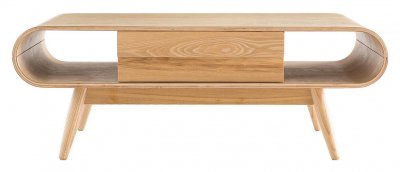 Table basse rectangulaire &agrave; rangements 1 tiroir scandinave bois clair L120 cm BALTIK