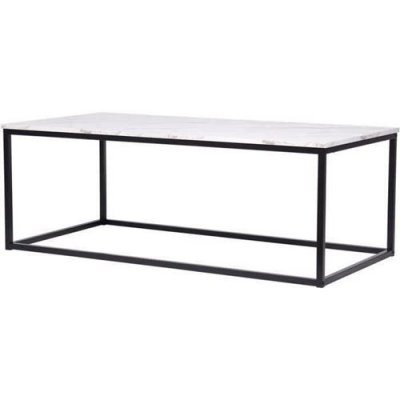 Table basse rectangulaire - decors marbre pietement metal noir - L 120 x l 60 x H 43 cm - MABLE