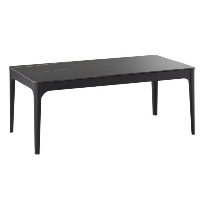 Table basse rectangulaire plateau mdf c&eacute;ramique noir marbr&eacute;