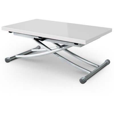 Table basse relevable extensible laqu&eacute; blanc Ella