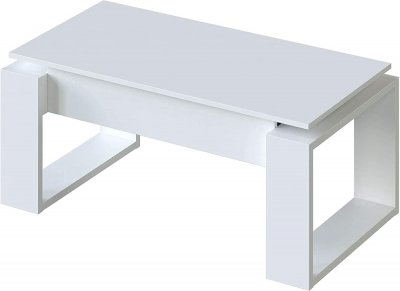 Table basse relevable - M&eacute;lamin&eacute; blanc  - L 105 x P 55 x H 45 cm NOVA