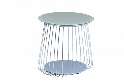 Table basse RIVOLI Diam&egrave;tre 50 cm Verre S&eacute;curit - M&eacute;tal - Pantone gris