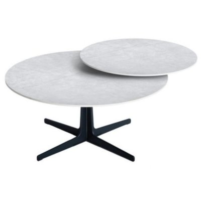 Table basse ronde plateau pivotant c&eacute;ramique finition gris ardoise
