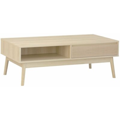 Table basse scandinave, 2 niches, 1 tiroir