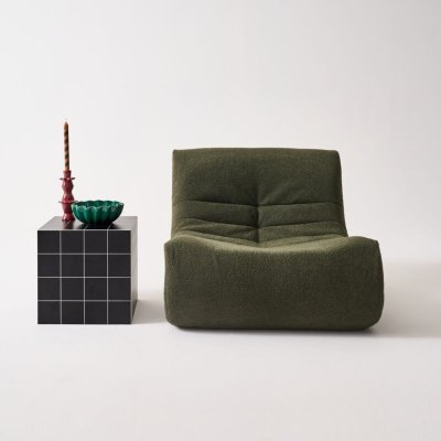 Table basse, table d'appoint cubique imitation ciment noir 40x40cm