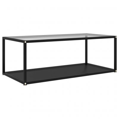 Table Basse Transparent Et Noir 100x50x35 Cm Verre Tremp&eacute; Vidaxl