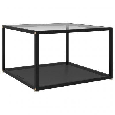 Table Basse Transparent Et Noir 60x60x35 Cm Verre Tremp&eacute; Vidaxl
