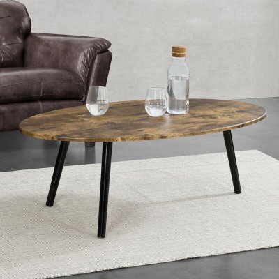 Table Basse Viborg 110 x 60 x 40 cm Effet Bois Fonc&eacute; Noir [en.casa]