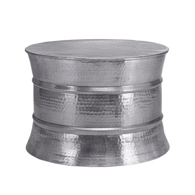 Table basse womo-design, &oslash; 62x33 cm, argent, en alliage d'aluminium martel&eacute; 390002004