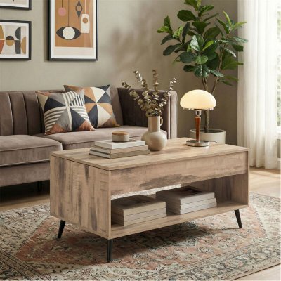 Table basses avec plateau relevable v&eacute;rin &agrave; gaz marron et noir