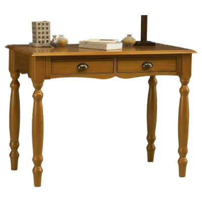 Table Bureau Pin Massif Miel 2 Tiroirs - marron