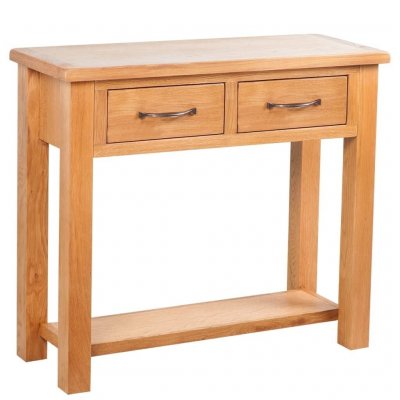 Table console avec 2 tiroirs 83x30x73 cm Bois de ch&ecirc;ne massif