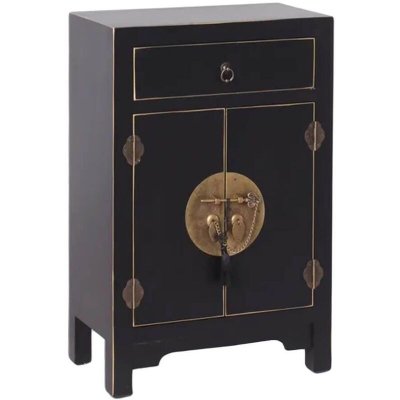 Table d'Appoint 2 Portes 1 Tiroir Coloris Noir - IVANA - ALTOBUY