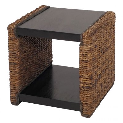 Table d'appoint chevet tabouret bout de canap&eacute; Lucca rotin kubu lianes de bananier.