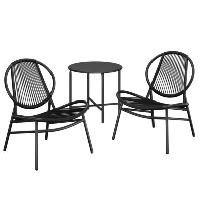 SONGMICS Table d'appoint et 2 chaises chaises acapulco noir d'encre