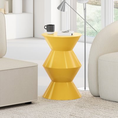 Table d'appoint IRENE - Ronde - M&eacute;tal jaune fonc&eacute; - 30 cm
