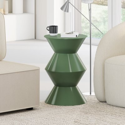 Table d'appoint IRENE ronde m&eacute;tal vert kaki 30x45 cm