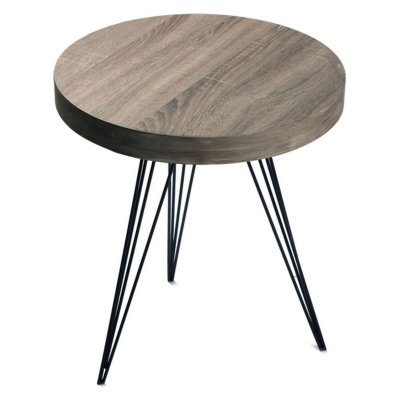 Table d'appoint plateau bois acier noir fontana