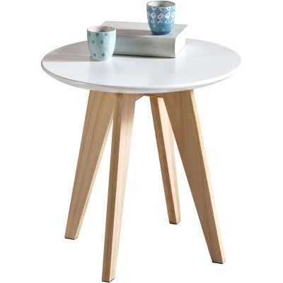 Table d'appoint ronde en bois blanche RONDO