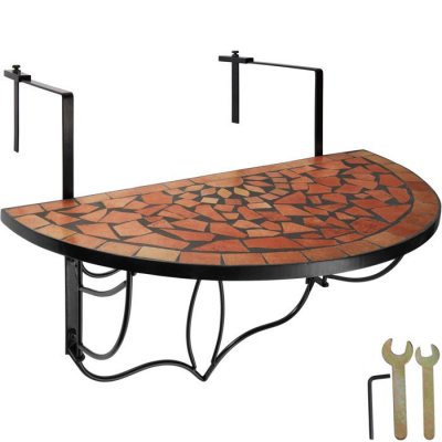 TECTAKE Table de balcon rabattable 75 x 65 x 62 cm - marron terracotta