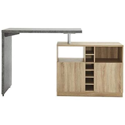 Table de bar avec plateau pivotant 126x52x107 cm d&eacute;cor ch&ecirc;ne et b&eacute;ton