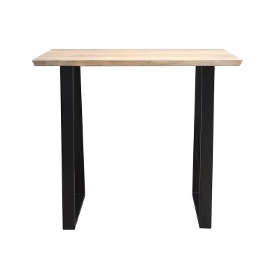 Table de bar en manguier massif et m&eacute;tal noir L120 cm VIJAY