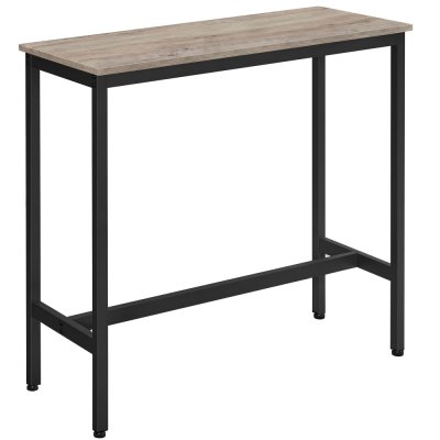 Table de bar rectangulaire effet bois gr&egrave;ge