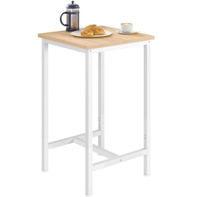 Table de bar.table de cuisine carr&eacute; 60x60x102cm en agglom&eacute;r&eacute;+m&eacute;tal.haute.ch&ecirc;ne clair